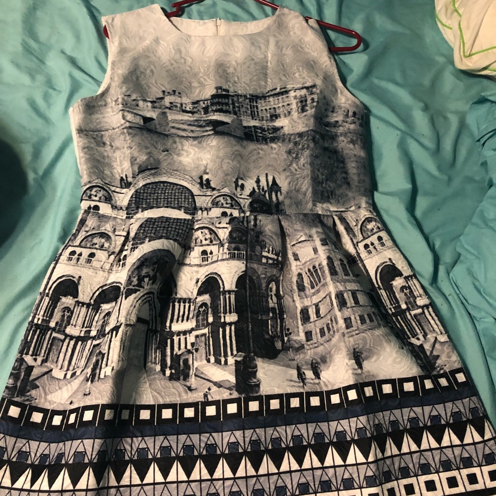 Women’s Dress with building skyline